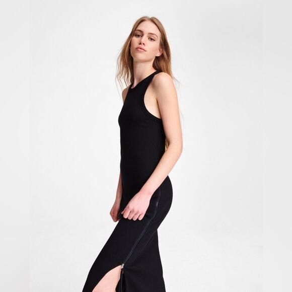Rag & Bone The Knit Rib Zip Midi Dress Black Size M - Picture 4 of 13